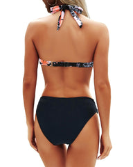 Emoswim - Women Two Piece Bathing Suits Push Up Bikini Set Halter Swimsuit Vintage Swimwear