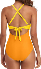 Emoswim - Women's One Piece Swimsuits Tummy Control Cutout High Waisted Bathing Suit Wrap Tie Back