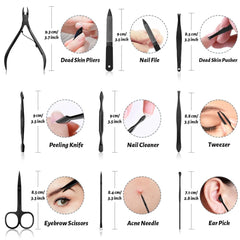 Emoswim - Manicure Pedicure Set 12 Pcs Nail Care Kit for Women Nail Grooming Kit