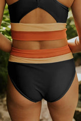 Emoswim - Sky Blue Colorblock Cut Back Bikini Set