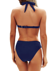 Emoswim - Women Two Piece Bathing Suits Push Up Bikini Set Halter Swimsuit Vintage Swimwear