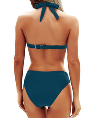 Emoswim - Women Two Piece Bathing Suits Push Up Bikini Set Halter Swimsuit Vintage Swimwear