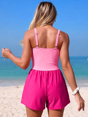 Emoswim - Women's Swim Romper With Pocket Tummy Control One Piece Shorts Swimsuit