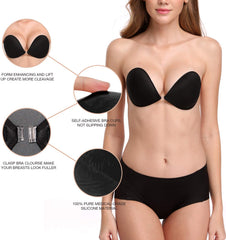 Emoswim - Adhesive Bra Reusable Strapless Self Silicone Push-up Invisible Sticky Bras for Backless Dress