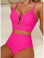 Emoswim - 2026 Summer Two Piece Bikini Set U-Wire Cutout High Waisted Swimsuit-Black