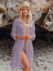 Emoswim - Black Solid Color Tie Sun-proof Belt Sexy V Neck Cover Up