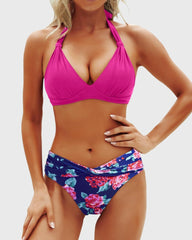 Emoswim - Women Two Piece Bathing Suits Push Up Bikini Set Halter Swimsuit Vintage Swimwear