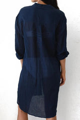 Emoswim - Navy Pocket Long Sleeve Cover Up
