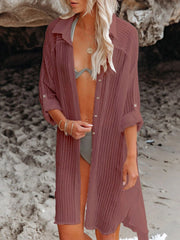 Emoswim - Black Solid Color Tie Sun-proof Belt Sexy V Neck Cover Up