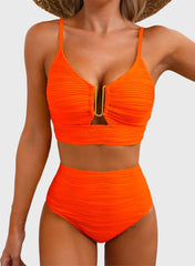 Emoswim - 2026 Summer Two Piece Bikini Set U-Wire Cutout High Waisted Swimsuit-Black