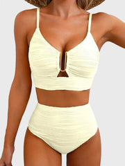 Emoswim - 2026 Summer Two Piece Bikini Set U-Wire Cutout High Waisted Swimsuit-Black