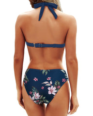 Emoswim - Women Two Piece Bathing Suits Push Up Bikini Set Halter Swimsuit Vintage Swimwear