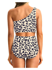 Emoswim - One Shoulder High Waisted Bikini Sets Two Piece Swimsuit Tummy Control-Black
