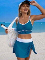 Emoswim - Women's High Waisted Bikini Sets Tummy Control Swim Skirt Two Piece Swim Suit