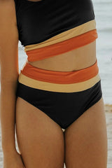 Emoswim - Sky Blue Colorblock Cut Back Bikini Set