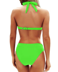 Emoswim - Women Two Piece Bathing Suits Push Up Bikini Set Halter Swimsuit Vintage Swimwear