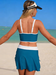Emoswim - Women's High Waisted Bikini Sets Tummy Control Swim Skirt Two Piece Swim Suit