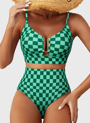 Emoswim - 2026 Summer Two Piece Bikini Set U-Wire Cutout High Waisted Swimsuit-Black