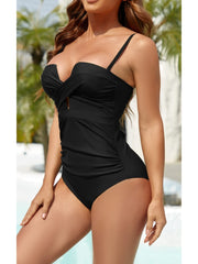 Emoswim - Women's Push Up Wrap Front Swimsuit One Piece Tummy Control Bathing Suits Bandeau Support Slimming Swimwear