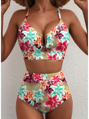 Emoswim - 2026 Summer Two Piece Bikini Set U-Wire Cutout High Waisted Swimsuit-Black