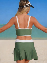 Emoswim - Women's High Waisted Bikini Sets Tummy Control Swim Skirt Two Piece Swim Suit