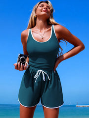 Emoswim - Women's Modest One Piece Swimsuit Shorts Loose Fit Sport Bathing Suit