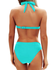 Emoswim - Women Two Piece Bathing Suits Push Up Bikini Set Halter Swimsuit Vintage Swimwear