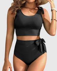 Emoswim - Two Piece High Waisted Swimsuits Women Tummy Control Bikini Modest Bathing Suit