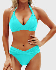 Emoswim - Women Two Piece Bathing Suits Push Up Bikini Set Halter Swimsuit Vintage Swimwear