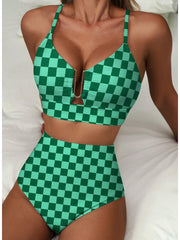 Emoswim - 2026 Summer Two Piece Bikini Set U-Wire Cutout High Waisted Swimsuit-Black