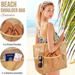 Emoswim - Women's Swimming Beach Bag Portable One Shoulder Storage Bag Crossbody Bag Versatile Mesh Bag