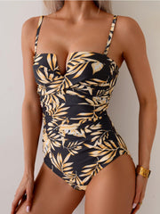 Emoswim - Women's Push Up Wrap Front Swimsuit One Piece Tummy Control Bathing Suits Bandeau Support Slimming Swimwear