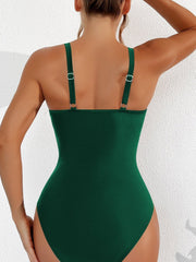 Emoswim - Women Plus Size One Piece Swimsuit V Neck Mesh Sheer Tummy Control Bathing Suit