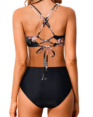 Emoswim - Women High Waisted Bikini Set Two Piece Swimsuits Push up Wrap Swim Suits Top Tummy Control Bathing Suit