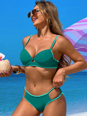 Emoswim - Women's Bikini Sets Cutout Two Piece Swimsuit Sexy Underwire Bathing Suit Cheeky Swimwear Push Up Beachwear