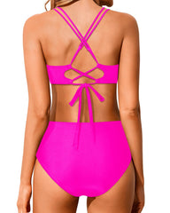 Emoswim - Women High Waisted Bikini Set Two Piece Swimsuits Push up Wrap Swim Suits Top Tummy Control Bathing Suit
