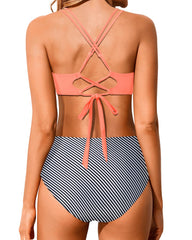Emoswim - Women High Waisted Bikini Set Two Piece Swimsuits Push up Wrap Swim Suits Top Tummy Control Bathing Suit