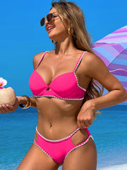 Emoswim - Women's Bikini Sets Cutout Two Piece Swimsuit Sexy Underwire Bathing Suit Cheeky Swimwear Push Up Beachwear