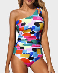 Emoswim - One Shoulder One Piece Swimsuit for Women Tummy Control Bathing Suits