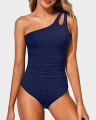 Emoswim - One Shoulder One Piece Swimsuit for Women Tummy Control Bathing Suits