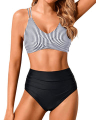 Emoswim - Women High Waisted Bikini Set Two Piece Swimsuits Push up Wrap Swim Suits Top Tummy Control Bathing Suit