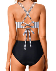 Emoswim - Women High Waisted Bikini Set Two Piece Swimsuits Push up Wrap Swim Suits Top Tummy Control Bathing Suit