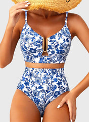 Emoswim - 2026 Summer Two Piece Bikini Set U-Wire Cutout High Waisted Swimsuit-Black