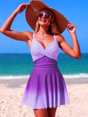 Emoswim - Women's One Piece Swimsuit Tummy Control Ruched Deep V Neck Open Back Bathing Suit