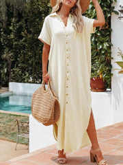 Emoswim - White Solid Color Long Sun-proof Cardigan Cover Up