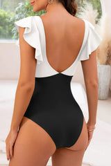 Emoswim - Women's One Piece Swimsuit Ruffle Cutout Bathing Suits Slimming Tummy Control V Neck Wrap Swimwear