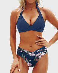 Emoswim - Women Two Piece Bathing Suits Push Up Bikini Set Halter Swimsuit Vintage Swimwear