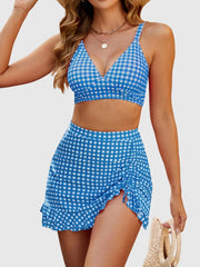 Emoswim - Women's High Waisted Bikini Sets Tummy Control Swim Skirt Two Piece Swim Suit