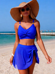 Emoswim - Women's High Waisted Bikini Set Gold Metal Two Piece Swimsuits Tummy Control Tie Knot 2026 Bathing Suits
