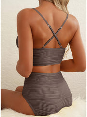 Emoswim - 2026 Summer Two Piece Bikini Set U-Wire Cutout High Waisted Swimsuit-Black